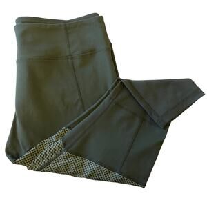 Zella Army Green Mesh Cropped Athletic Leggings